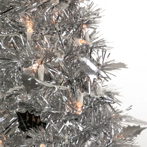 Northlight 6' Pre-Lit Silver Tinsel Pop-Up Artificial Christmas Tree - Clear Lights 5 Northlight 6' Pre-Lit Silver Tinsel Pop-Up Artificial Christmas Tree - Clear Lights - Image 3