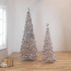 Northlight 6' Pre-Lit Silver Tinsel Pop-Up Artificial Christmas Tree - Clear Lights 9 Northlight 6' Pre-Lit Silver Tinsel Pop-Up Artificial Christmas Tree - Clear Lights -Northlight Christmas northlight sm92156 style 47353.1647999106