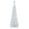 Northlight 4' Pre-Lit White Tinsel Pop-Up Artificial Christmas Tree, Blue Lights