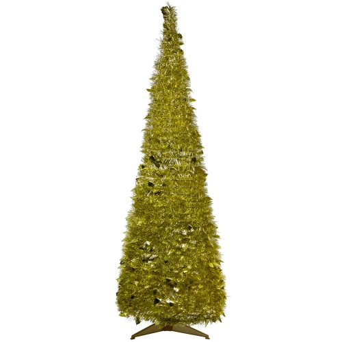 Northlight Tinsel Pop-Up Artificial Christmas Tree - 6' - Gold - Unlit 3 Northlight Tinsel Pop-Up Artificial Christmas Tree - 6' - Gold - Unlit