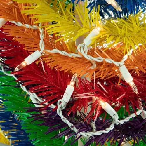 Northlight 4' Pre-Lit Rainbow Tinsel Pop-Up Artificial Christmas Tree, Clear Lights 6 Northlight 4' Pre-Lit Rainbow Tinsel Pop-Up Artificial Christmas Tree, Clear Lights - Image 4