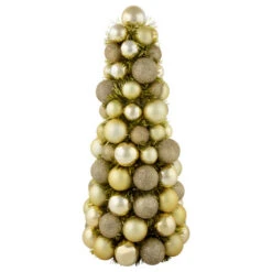 Northlight 3-Finish Shatterproof Ball Christmas Tree With Tinsel - 15.75" - Gold