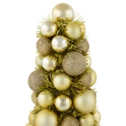 Northlight 3-Finish Shatterproof Ball Christmas Tree With Tinsel - 15.75" - Gold -Northlight Christmas northlight sm93795 2 42749.1666337509