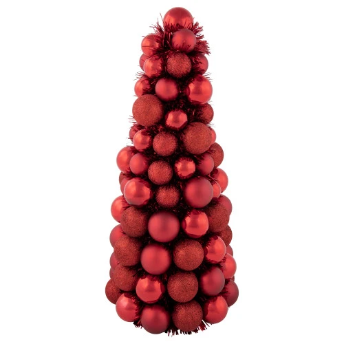 Northlight 3-Finish Shatterproof Ball Christmas Tree With Tinsel - 15.75" - Red 3 Northlight 3-Finish Shatterproof Ball Christmas Tree With Tinsel - 15.75" - Red