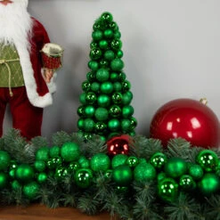 Northlight 3-Finish Shatterproof Ball Christmas Tree With Tinsel - 15.75" - Green -Northlight Christmas northlight sm93797 styled 3 10123.1687874896