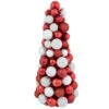 Northlight 3-Finish Shatterproof Ball Christmas Tree With Tinsel - 15.75" - Red And White -Northlight Christmas northlight sm93798 1 48815.1663427374