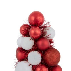 Northlight 3-Finish Shatterproof Ball Christmas Tree With Tinsel - 15.75" - Red And White -Northlight Christmas northlight sm93798 2 15028.1687874895