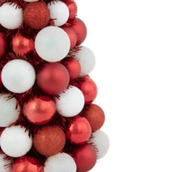 Northlight 3-Finish Shatterproof Ball Christmas Tree With Tinsel - 15.75" - Red And White -Northlight Christmas northlight sm93798 3 41227.1687874895