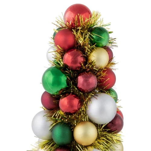 Northlight Shatterproof Ball Christmas Cone Tree With Tinsel - 15.75" - Multicolor 5 Northlight Shatterproof Ball Christmas Cone Tree With Tinsel - 15.75" - Multicolor - Image 3