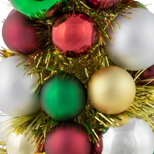 Northlight Shatterproof Ball Christmas Cone Tree With Tinsel - 15.75" - Multicolor 7 Northlight Shatterproof Ball Christmas Cone Tree With Tinsel - 15.75" - Multicolor - Image 5
