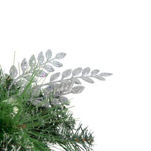 Northlight 30" Green Pine And Needle Triple Candle Holder With Pinecones And Christmas Ornaments 7 Northlight 30" Green Pine And Needle Triple Candle Holder With Pinecones And Christmas Ornaments - Image 5