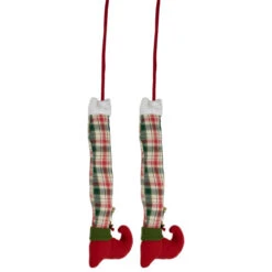 Northlight Set Of 2 Red And Green Plaid Plush Elf Leg Christmas Picks 30" -Northlight Christmas northlight sm94883 04 19723.1695830553