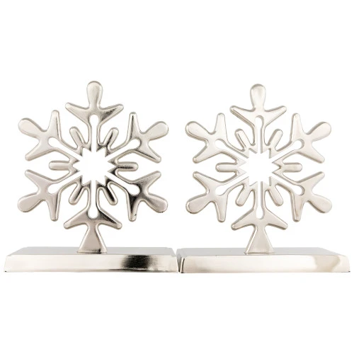 Northlight Set Of 2 Solid Silver Snowflake Cutout Christmas Metal Stocking Holders 6.5" 7 Northlight Set Of 2 Solid Silver Snowflake Cutout Christmas Metal Stocking Holders 6.5" - Image 5