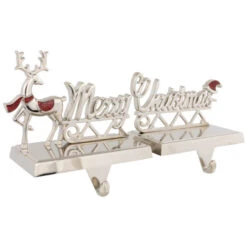 Northlight Set Of 2 Silver Reindeer Merry Christmas Metal Stocking Holders 5.5" -Northlight Christmas northlight sm94979 03 07071.1694101351