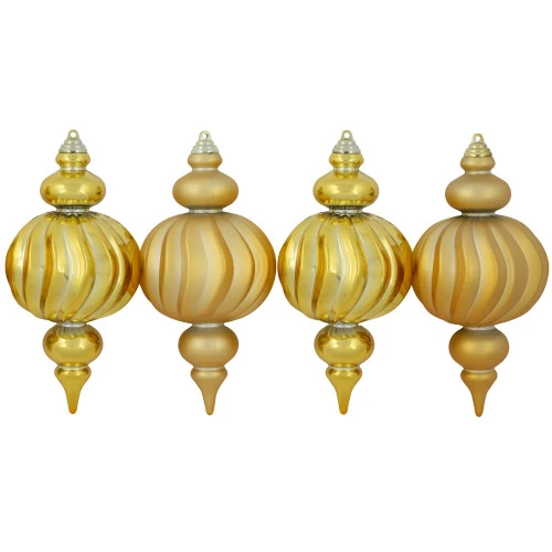 Northlight Commercial Size Shatterproof 2-Finish Finial Christmas Ornaments - Gold -10" - 4ct 4 Northlight Commercial Size Shatterproof 2-Finish Finial Christmas Ornaments - Gold -10" - 4ct - Image 2