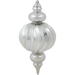 Northlight Commercial Size Shatterproof 2-Finish Finial Christmas Ornaments - Silver -10" - 4ct -Northlight Christmas northlight sm99535 03 18208.1696003592