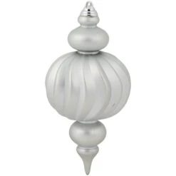Northlight Commercial Size Shatterproof 2-Finish Finial Christmas Ornaments - Silver -10" - 4ct -Northlight Christmas northlight sm99535 04 00761.1696003595