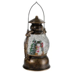LED Lighted Snowman And Christmas Trees Snow Globe Lantern - 8" -Northlight Christmas northlight sr91083 1 07888.1618414094