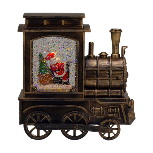 Northlight 6.75" Lighted Black Train Christmas Snow Globe With Santa 6 Northlight 6.75" Lighted Black Train Christmas Snow Globe With Santa - Image 4