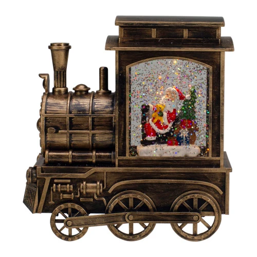 Northlight 6.75" Lighted Black Train Christmas Snow Globe With Santa 4 Northlight 6.75" Lighted Black Train Christmas Snow Globe With Santa - Image 2