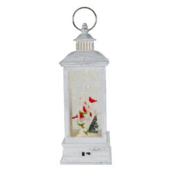 Brushed Christmas Cardinals Snow Globe Lantern - 11" - White And Silver -Northlight Christmas northlight sr91096 2 48060.1618414096