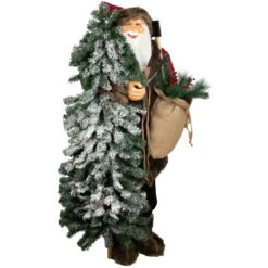 Northlight Standing Woodland Santa Claus With Flocked Alpine Tree Commercial Christmas Figure - 5' -Northlight Christmas northlight tj38548 03 24652.1693409636