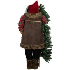Northlight Standing Woodland Santa Claus With Flocked Alpine Tree Commercial Christmas Figure - 5' -Northlight Christmas northlight tj38548 04 12154.1693409636