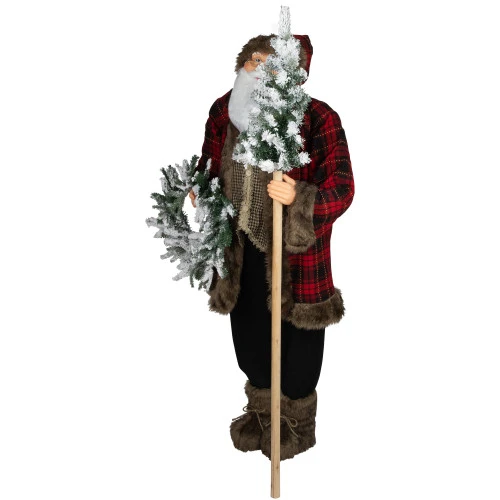 Northlight Santa Claus With Flocked Alpine Tree And Wreath Commercial Christmas Figure - 5' 6 Northlight Santa Claus With Flocked Alpine Tree And Wreath Commercial Christmas Figure - 5' - Image 4