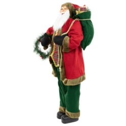 Northlight 60" Santa Claus With Wreath And Gift Bag Standing Christmas Figure -Northlight Christmas northlight tj93871 3new 21051.1680607688