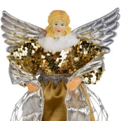 Northlight 12" Metallic Bronze And Silver Sequined Angel Christmas Tree Topper, Unlit -Northlight Christmas northlight tj99307 05 95518.1693409627