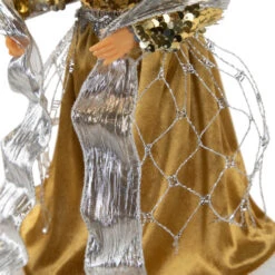 Northlight 12" Metallic Bronze And Silver Sequined Angel Christmas Tree Topper, Unlit -Northlight Christmas northlight tj99307 06 46016.1693409625