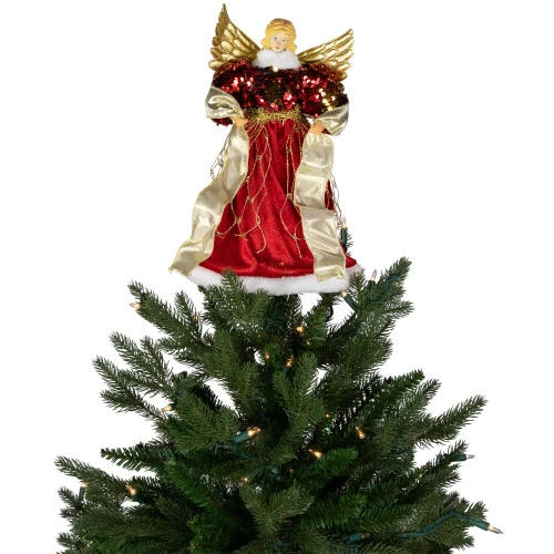 Northlight Metallic And Sequin Angel Christmas Tree Topper - 12" - Red And Gold - Unlit 10 Northlight Metallic And Sequin Angel Christmas Tree Topper - 12" - Red And Gold - Unlit - Image 8