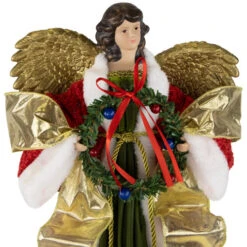 Northlight 18" Red And Green Angel With Wreath Christmas Tree Topper, Unlit -Northlight Christmas northlight tj99311 05 61968.1693669213