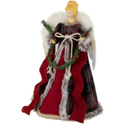 16" Red And Plaid Angel Christmas Tree Topper, Unlit -Northlight Christmas northlight tj99312 02 01458.1693669213