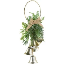 11.25" Gold Bells Christmas Door Hanger With Burlap Bow -Northlight Christmas northlight tr94999 2 09564.1700327049
