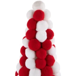 Northlight Pom Pom Cone Tree Christmas Decoration - 13" - White And Red -Northlight Christmas northlight tr95020 2 25509.1700500044