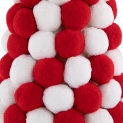 Northlight Pom Pom Cone Tree Christmas Decoration - 13" - White And Red -Northlight Christmas northlight tr95020 4 32257.1700500044