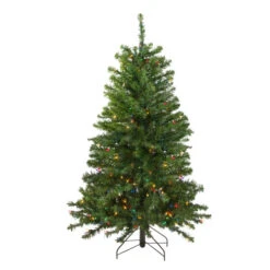 Northlight 4' Pre-Lit Full Canadian Pine Artificial Christmas Tree, Multicolor Lights