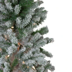 Set Of 3 Pre-Lit Slim Flocked Alpine Artificial Christmas Trees 5' - Clear Lights -Northlight Christmas northlight v27434 1update 78921.1668500848
