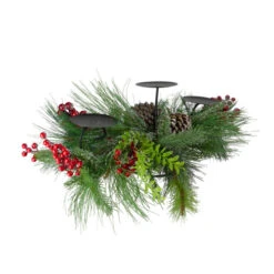 Northlight 32" Iced Mixed Pine, Berries And Pine Cones Christmas Pillar Candle Holder -Northlight Christmas northlight vm26551 1 52920.1588355767