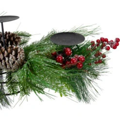 Northlight 32" Iced Mixed Pine, Berries And Pine Cones Christmas Pillar Candle Holder -Northlight Christmas northlight vm26551 3 96124.1588355767