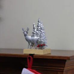 Northlight Galvanized Metal Deer With Trees Christmas Stocking Holder - 8.5" - Silver -Northlight Christmas northlight wy15240 3 55459.1664811129