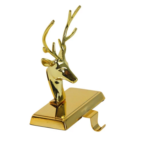 Northlight Shiny Metal Deer Head Christmas Stocking Holder - 8" - Gold Finish 4 Northlight Shiny Metal Deer Head Christmas Stocking Holder - 8" - Gold Finish - Image 2