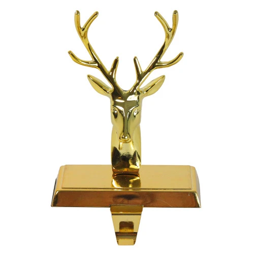 Northlight Shiny Metal Deer Head Christmas Stocking Holder - 8" - Gold Finish 3 Northlight Shiny Metal Deer Head Christmas Stocking Holder - 8" - Gold Finish