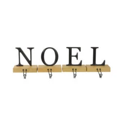 Northlight Metal Lettered "NOEL" Christmas Wooden Stocking Holders - 6" - Set Of 4
