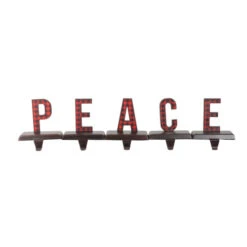 Northlight Buffalo Plaid “PEACE” Christmas Stocking Holder - 6" - 5 Piece