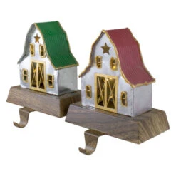 Northlight Set Of 2 LED Lighted Galvanized Barn Christmas Stocking Holders 5.5" -Northlight Christmas northlight wy89002 2 35956.1608866577