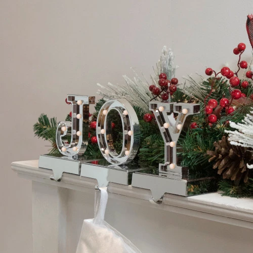 Northlight LED Lighted "JOY" Christmas Stocking Holder - 6.5" - Silver Finish - Set Of 3 4 Northlight LED Lighted "JOY" Christmas Stocking Holder - 6.5" - Silver Finish - Set Of 3 - Image 2