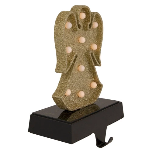 Northlight LED Lighted Glittered Angel Christmas Stocking Holder - 7" - Gold Finish 5 Northlight LED Lighted Glittered Angel Christmas Stocking Holder - 7" - Gold Finish - Image 3