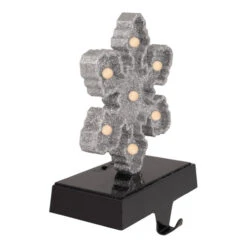 Northlight LED Lighted Glittered Snowflake Christmas Stocking Holder - 7" - Silver Finish -Northlight Christmas northlight wy92561 2 updated 76320.1661885693